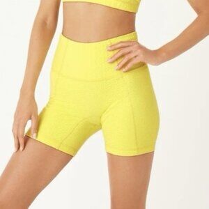 GIGI C Mila high rise bike shorts textured neon yellow bright active new X-Small